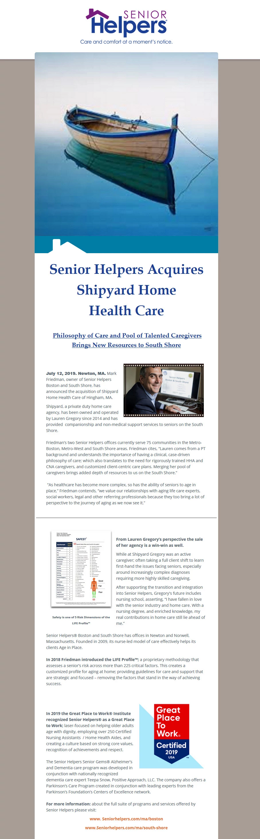 Senior Helpers Acquires Shipyard Home  Health Care