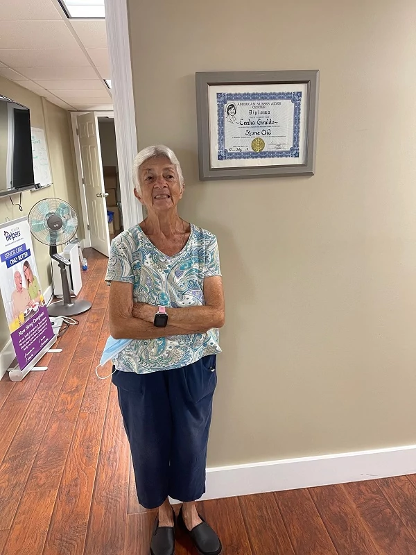 Cecilia Giraldo, Jorge’s Mother, next to her Nurse’s Aid certificate from 1971!