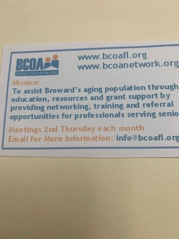The Broward Coalition of Aging acknowledges the work of elder care professionals who perform above and beyond the line of duty at their organization. Congratulations Jennifer!