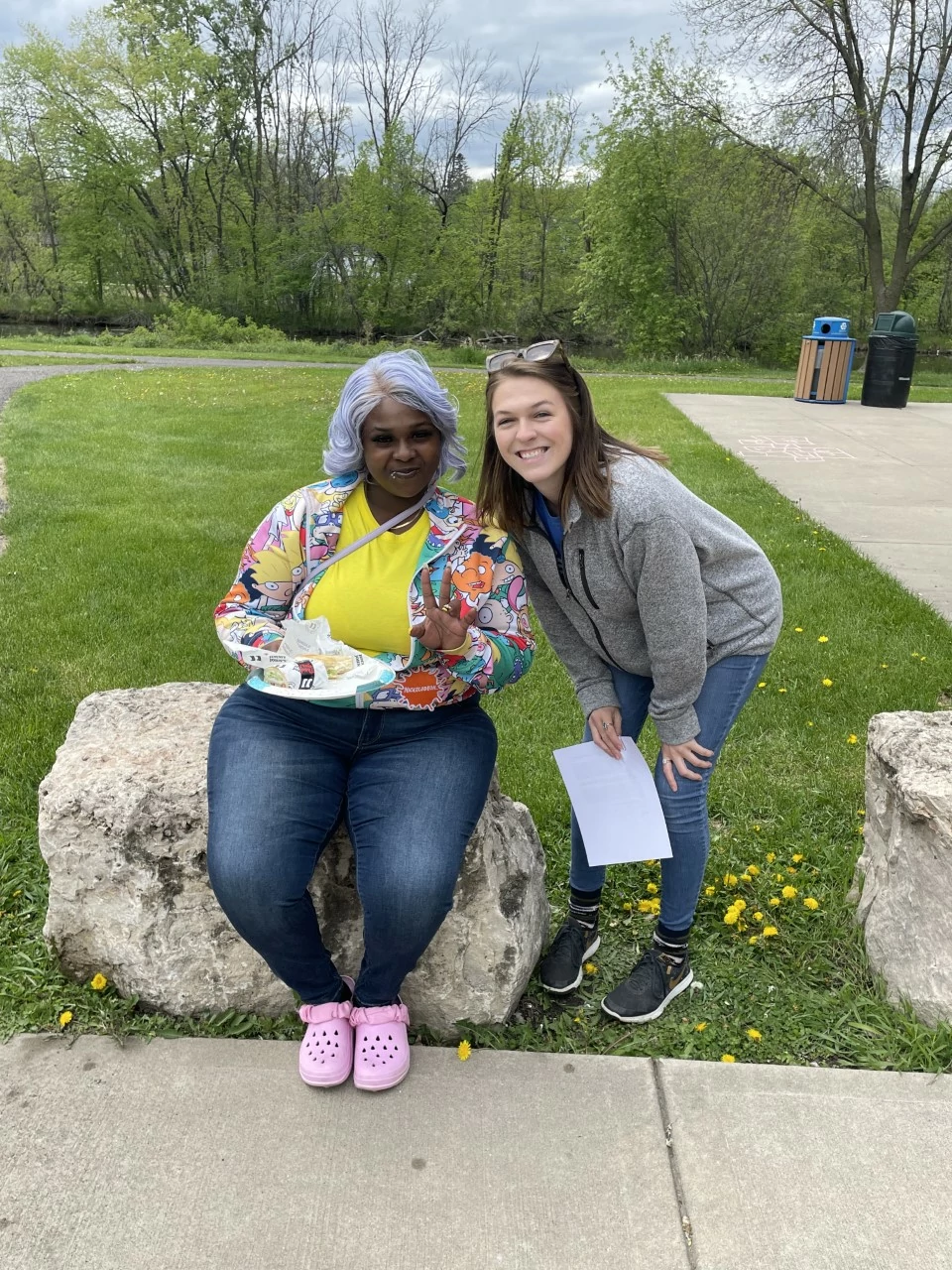 Here is a photo of our client services coordinator and our caregiver. Megan had a great time getting to know Tasha and her kids!