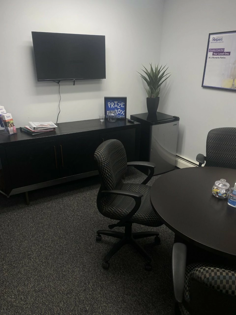 We hold our orientations in this room. We have numerous snacks and candy lying around when our caregivers visit!