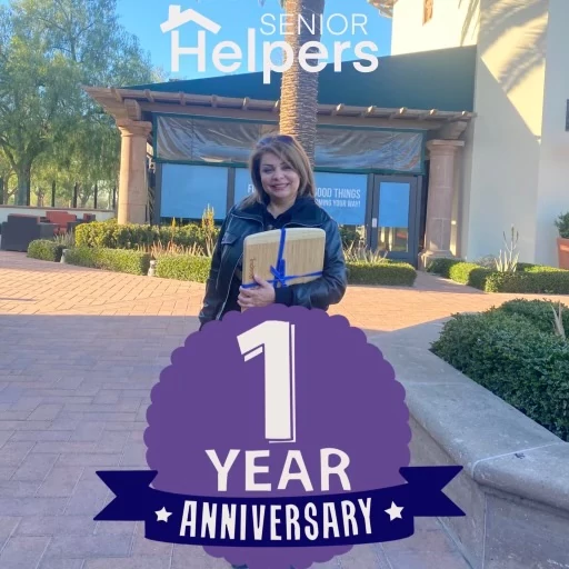 At Senior Helpers of South Orange Co, we believe in a culture of Servant Leadership, where we put the needs of our Caregivers and Clients ahead of our own. That has led to an industry leading 25% caregiver turnover ratio. Here we celebrate a couple of 1-year Anniversary's. Niloo who provides senior care in the Laguna Beach and Laguna Woods area, and Paloma who provides caregiver support in Lake Forest.