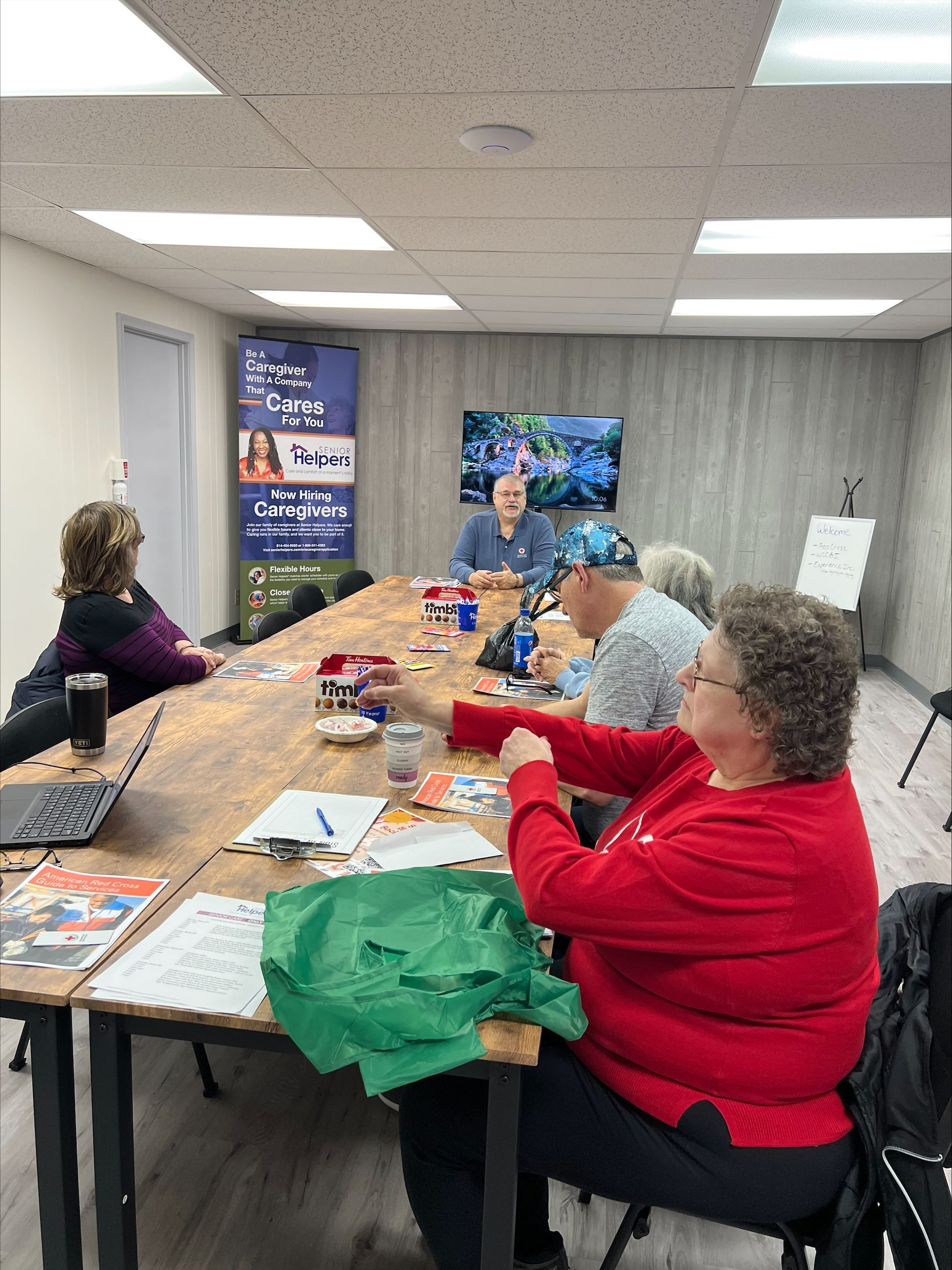 Some of our caregivers met with our local Red Cross to discuss fire safety, medication lists/safety, and more!