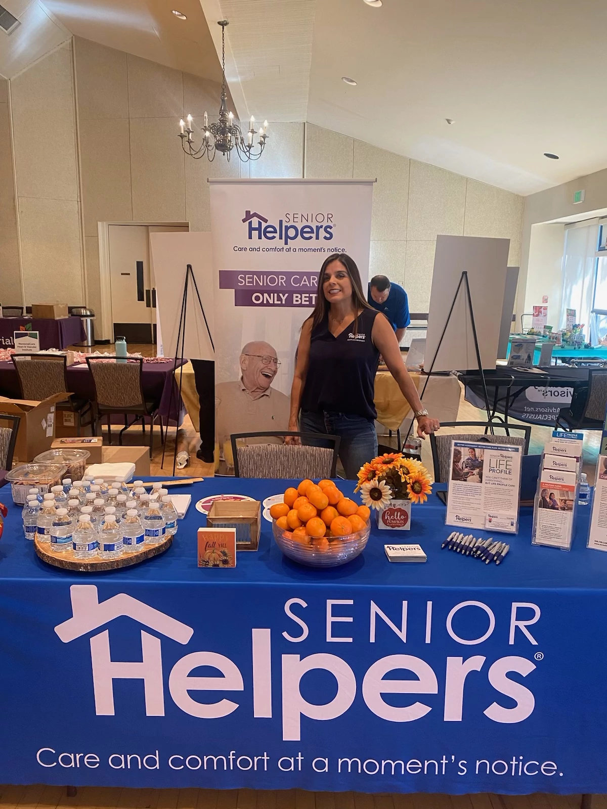 Great turnout today at the Laguna Woods Village Health & Wellness Expo. Sandy always working the crowd.