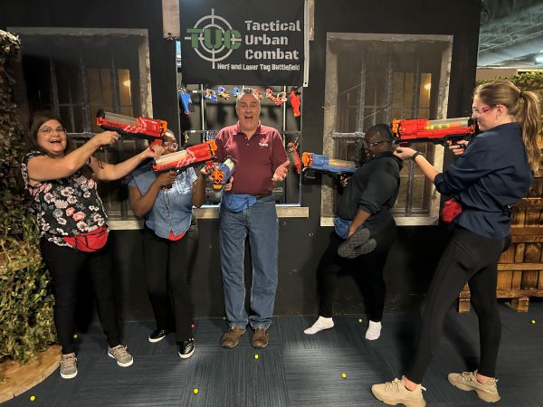 We went to Tactical Urban Combat to complete in a nerf gun battle. #teamworkmakesthedreamwork