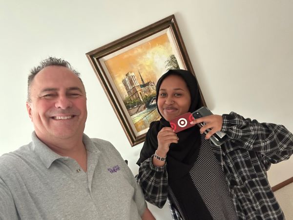 Owner, Paul, dropping off back to school gift cards in September!