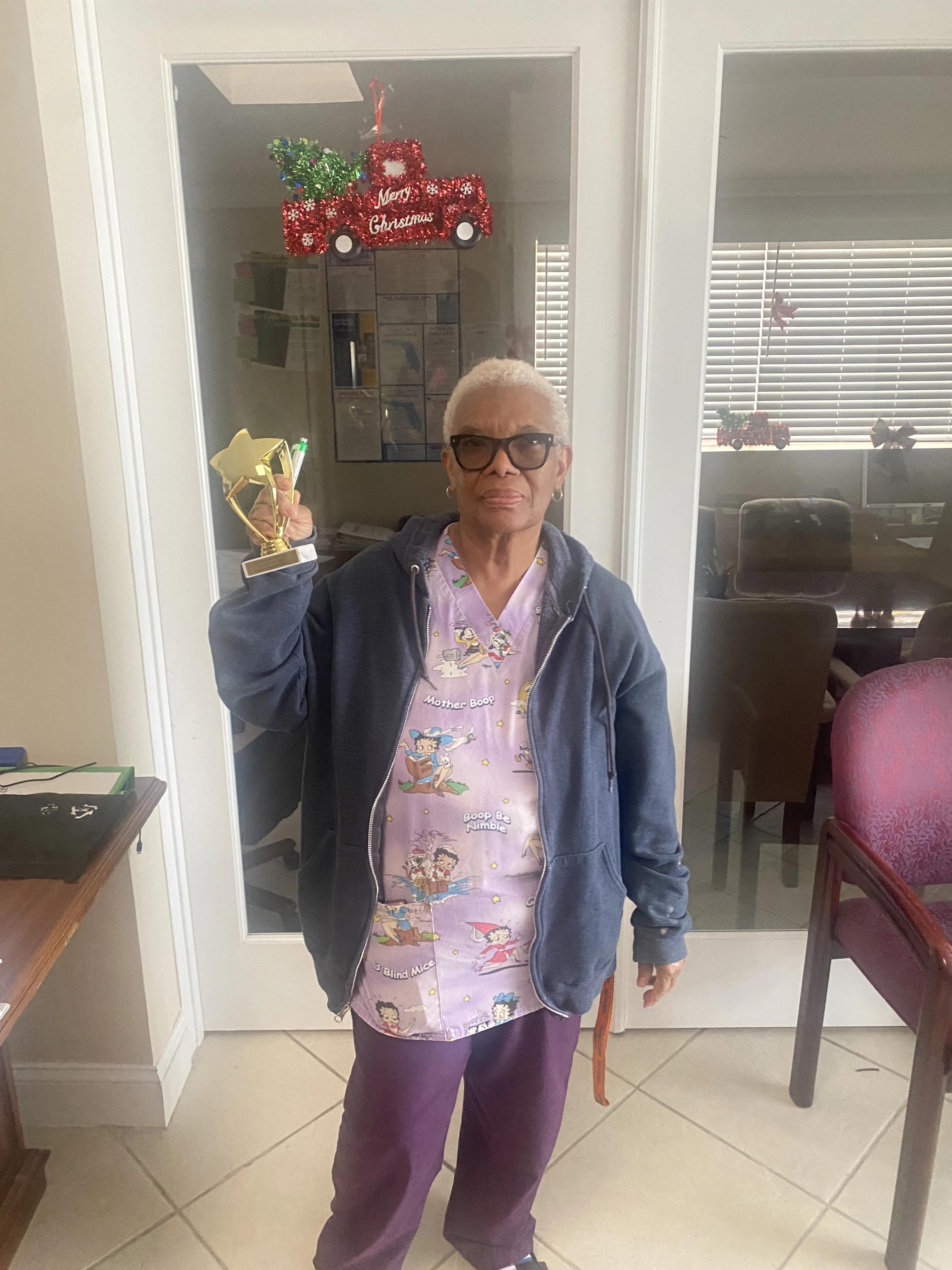 Myrlande has been with the same client for the past 5 yrs. We thank her for compassion, caring and professionalism.