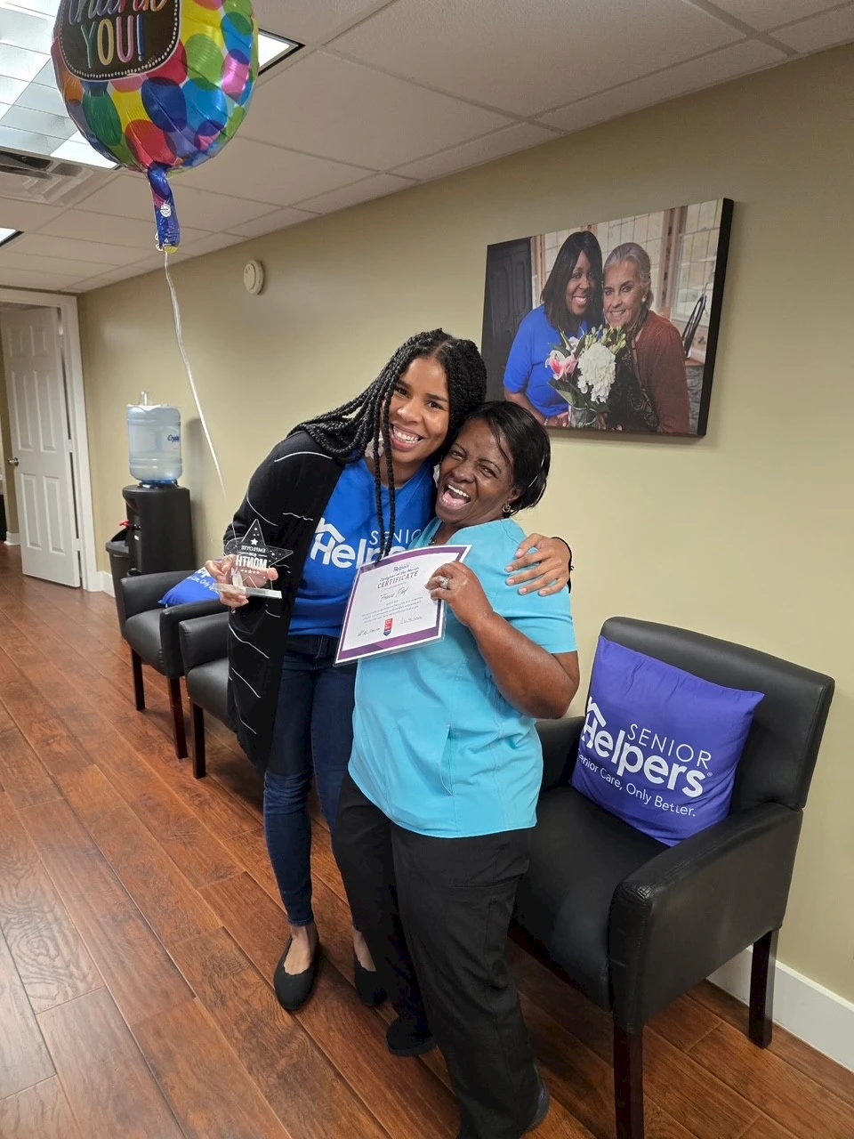 Care Team Manager, Artie with Caregiver of the Month, Frances R.